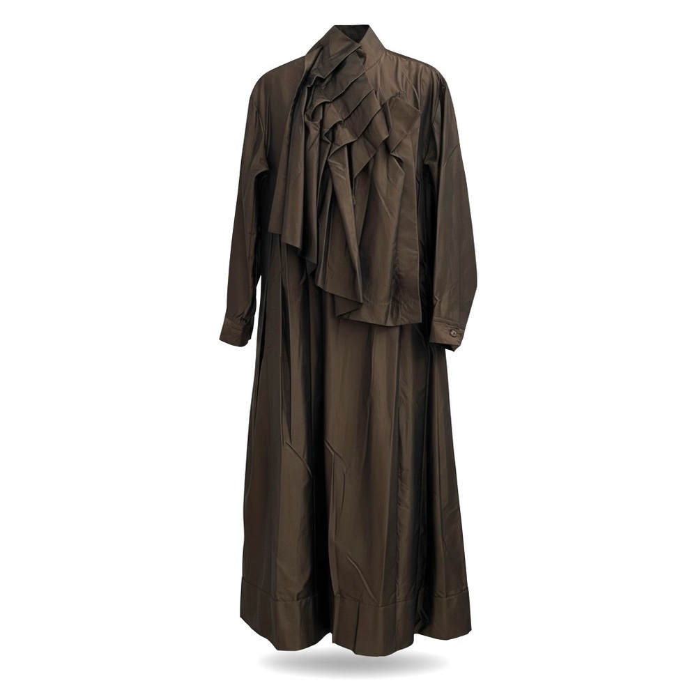 Issey Miyake brown ruffle dress